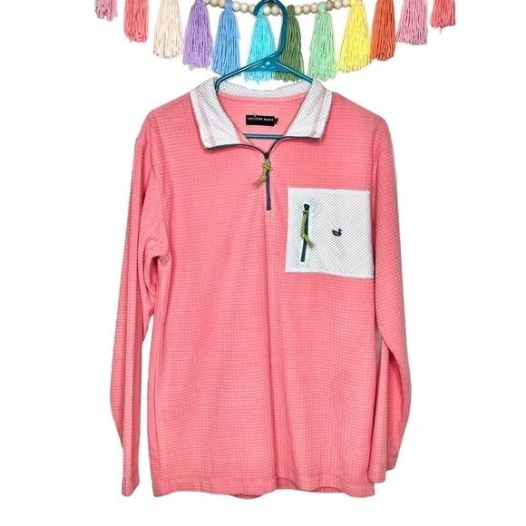 Southern Marsh Pink and Blue Pull Over Sweatshirt Popover 1/2 Zip Size XS - Picture 1 of 16